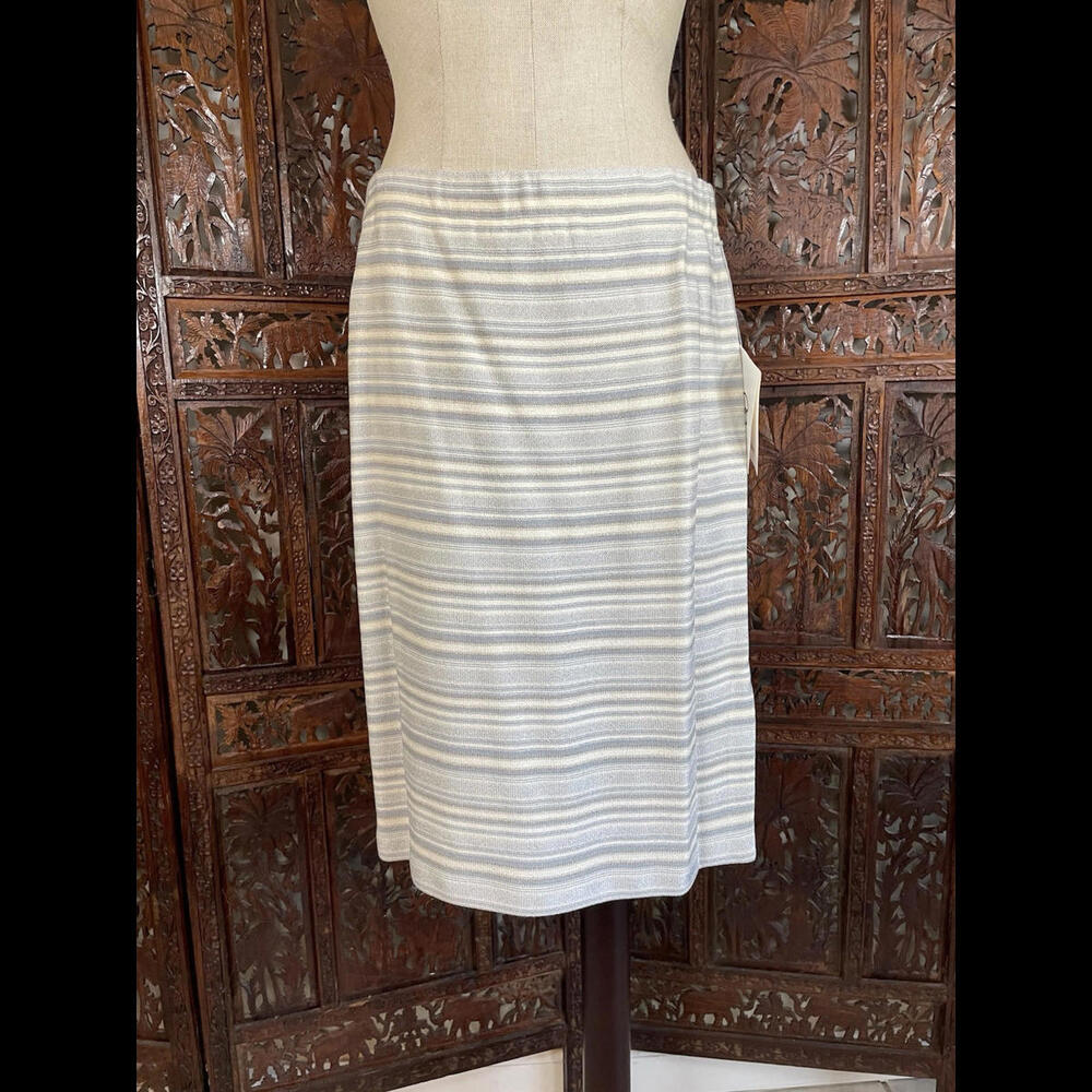 St. John Collection By Marie Gray Dove Stripe Sparkle Knit Skirt Sz 12 NWT